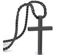 SERASAR Collier Homme en Acier Inoxydable avec Pendentif - 50cm Chaîne Cordon Noir pour Cadeau Gothique Boîte à Bijoux Emo Communion Garçon Argent
