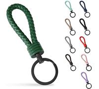 SERASAR Cordon en Cuir Avec Porte-Clés Acier Inoxydable - Boucles Supplémentaires pour Petites Clés Idéal les de Voiture, Moto, Vélo et Maison Boîte Cadeau