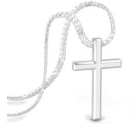 SERASAR Pendentif Croix Homme Argent Chrétienne 60cm Jésus Cadeau Noël Papa