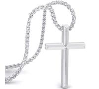 SERASAR Pendentif Croix Homme Argent Chrétienne 60cm Jésus Cadeau Noël Papa