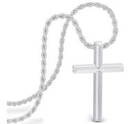 SERASAR Pendentif Croix Homme Argent Chrétienne 60cm Jésus Cadeau Noël Papa