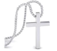 SERASAR Pendentif Croix Homme Argent Chrétienne 60cm Jésus Cadeau Noël Papa