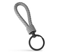 SERASAR | Porte-clés en cuir pour hommes [Strong] avec gris en acier inoxydable | Couleur : Gris | Longueur : 16cm