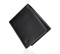 SERASAR | Portefeuille en Cuir Noir [Space] | Protégé par RFID | pour Hommes | Cadeaux pour Garçons | Blocage du Pochette, Besace | Poche pour la Tête, Porte-Monnaie en Cuir de Luxe pour Homme