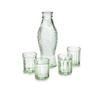 Serax coffret cadeau verrerie Fish & Fish avec 1 carafe verte et 4 verres | design Paola Navone | verrerie en verre pressé | idée cadeau originale pour la maison