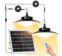 SERBASIC Lampes solaires à suspendre pour l'extérieur avec télécommande, lampe solaire suspendue / lampe solaire à intensité variable et programmée IP65 étanche IP65 avec câble de 5 m pour jardin