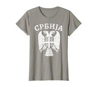 Serbie Serbe Blason Croix Aigle Drapeau cyrillique T-Shirt, Femme, Ardoise, 3XL