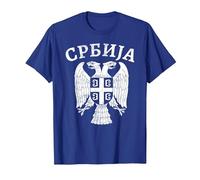 Serbie Serbe Blason Croix Aigle Drapeau cyrillique T-Shirt, Homme, Bleu Royal, L