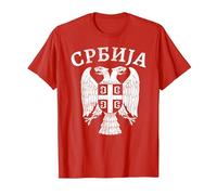 Serbie Serbe Blason Croix Aigle Drapeau cyrillique T-Shirt, Homme, Rouge, 3XL