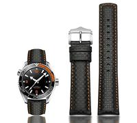 SERDAS Bande de montre de texture en fibre de carbone pour OMG 600 Tudor Rox bracelet de 22 mm de sangles en cuir authentiques(Black orange)