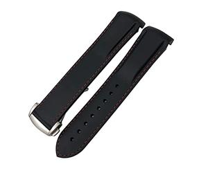 SERDAS Bande De Montre En Silicone En Caoutchouc 19mm 20mm 21mm 22mm La Conquête Des Hydroconques Pour Longins VHP Sangle De Montre De Sport Imperméable(Black red,21mm)