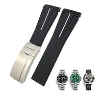 SERDAS Bracelet de montre en caoutchouc, 20mm 21mm, adapté au Submariner Rolex Daytona GMT Hamilton, bracelet de montre de Sport à extrémité incurvée(Black White,20mm)
