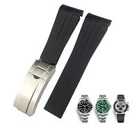 SERDAS Bracelet de montre en caoutchouc, 20mm 21mm, adapté au Submariner Rolex Daytona GMT Hamilton, bracelet de montre de Sport à extrémité incurvée(Black Black,21mm)