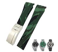 SERDAS Bracelet de montre en caoutchouc, 20mm 21mm, adapté au Submariner Rolex Daytona GMT Hamilton, bracelet de montre de Sport à extrémité incurvée(Camouflage Green,20mm)
