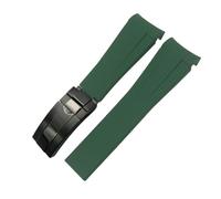 SERDAS Bracelet de montre en caoutchouc à extrémité incurvée, 20mm 21mm 22mm, pour Rolex Submariner GMT Daytona Datejust Explorer 2, bracelet de montre en Silicone(Green black,22mm)