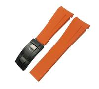 SERDAS Bracelet de montre en caoutchouc à extrémité incurvée, 20mm 21mm 22mm, pour Rolex Submariner GMT Daytona Datejust Explorer 2, bracelet de montre en Silicone(Orange black,21mm)