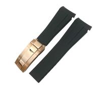 SERDAS Bracelet de montre en caoutchouc à extrémité incurvée, 20mm 21mm 22mm, pour Rolex Submariner GMT Daytona Datejust Explorer 2, bracelet de montre en Silicone(Black rose gold,20mm)