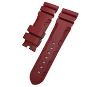 SERDAS Bracelet de montre en caoutchouc naturel, 24mm 26mm, adapté à Panerai PAM, en Silicone, rouge et bleu, étanche, outils(Red,24mm)