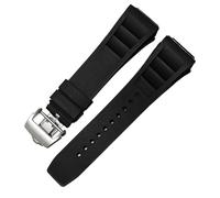 SERDAS Bracelet de montre en caoutchouc silicone pour RICHARD MILLE série RM011 accessoires de bande de silicone bracelet de montre pour hommes 25-20mm(Black,25mm Gold Buckle)