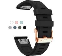 SERDAS Bracelet en silicone souple de 20 mm pour Garmin fenix 5S/5S Plus/6S/7S/Instinct 2S/D2, rapide avec boucle en or rose, accessoire de bracelet imperméable et respirant(Black 5.3"-8.2")