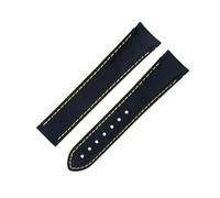 SERDAS Bracelets de montre en cuir de vachette en Nylon haute densité ligne jaune noir 20mm pour Omega AT150 Seamaster 300 Planet Ocean De Ville Speedmaster bracelet de montre à extrémité incurvée(Blu