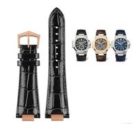 SERDAS Pour Patek Philippe ceinture de montre en cuir véritable 5711 5712g bracelet de montre Nautilus Interface spéciale 25mm * 13mm bracelets de montre pour hommes(B-black rose)