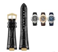 SERDAS Pour Patek Philippe ceinture de montre en cuir véritable 5711 5712g bracelet de montre Nautilus Interface spéciale 25mm * 13mm bracelets de montre pour hommes(B-black gold)