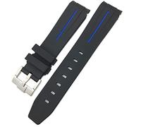 SERDAS Pour Rolex Submariner Hulk GMT Milgauss Yacht Master Deepsea Rubber Watchband 19mm 20mm 21mm 22mm Slicon(Black blue,21mm Silver buckle)