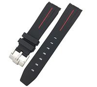 SERDAS Pour Rolex Submariner Hulk GMT Milgauss Yacht Master Deepsea Rubber Watchband 19mm 20mm 21mm 22mm Slicon(Black red,22mm Silver buckle)