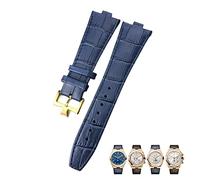 SERDAS Pour Vacheron Constantin outre-mer noir bleu marron bambou Grain bracelets de montre 25mm en cuir véritable Interface convexe bracelet de montre(Light blue gold)