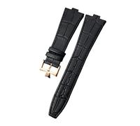 SERDAS Pour Vacheron Constantin outre-mer noir bleu marron bambou Grain bracelets de montre 25mm en cuir véritable Interface convexe bracelet de montre(Black rose)