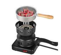 SERdeerCH Allume Charbon Chicha Électrique 500 W Allumeur Charbon avec Accessoires Premium Incluant Panier à Charbon Amovible, Poignée Isolée, Barbecue, Camping （Noir）
