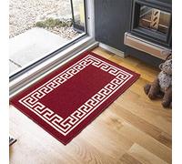 Serdim Rugs 413 Rouge Blanc 40 x 60 Paillasson antidérapant en Forme de clé Grecque-Lavable en Machine, Nylon, 40x60 cm Rectangle