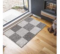 Serdim Rugs SQR 67 x 120 Tapis de Couloir et de Cuisine antidérapant au Design géométrique, Polyamide, Gris-Carré, 67x120 cm Rectangle