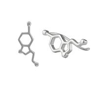 Serebra Jewelry Boucles d'oreilles molécule de sérotonine en argent sterling 925 Chimie Atome heureux, Argent sterling
