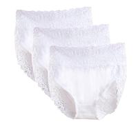 Serecofo Lot de 3 Culottes Slips Femme en Coton Taille Haute Couverture Totale sous-Vêtement Lingerie Féminine Shorty en Dentelles 36-52 Élastique (36-38, 3 Blanc)