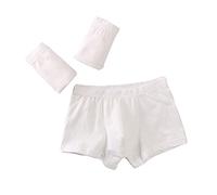 Serecofo Lot de 3 ou 4 Boxers Garçon Caleçons Blancs en Coton Peigné sous-Vêtements pour Petit et Jeune Garçon Doux et Confortable