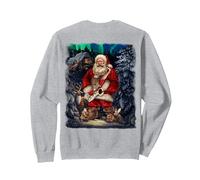 Sérénade de Saxophone du Père Noël avec des Amis sous Un Ciel Aurore Sweatshirt, Unisexe pour Adultes, Gris Chiné, L