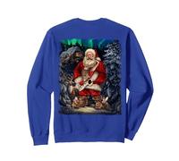 Sérénade de Saxophone du Père Noël avec des Amis sous Un Ciel Aurore Sweatshirt, Unisexe pour Adultes, Bleu Royal, XL