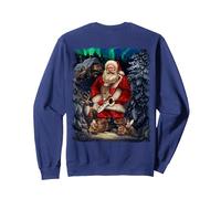 Sérénade de Saxophone du Père Noël avec des Amis sous Un Ciel Aurore Sweatshirt, Unisexe pour Adultes, Bleu Marine, L