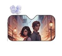 Sérénade du Crépuscule Imprimée Voiture Couverture Pare Brise Isolation Thermique Pare-Soleil Pliable Voiture Housses De Soleils pour Berlines SUV Voitures 70x130cm