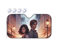 Sérénade du Crépuscule Imprimée Voiture Pare-Soleil Anti UV Couverture Pare Brise Isolation Thermique Voiture Housses De Soleils pour Voitures Berlines SUV 76x140cm