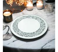SERENA'S ® Assiette à bougie ronde en cristal miroir avec strass 25 cm - un ajout élégant à votre table - Cadeau idéal