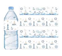 Serencatcher Ahoy! Lot de 52 étiquettes imperméables pour bouteille d'eau Thème It's a Boy Pour fête prénatale nautique révélation du sexe