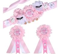 Serencatcher Décorations d'Halloween pour fête prénatale rose, ceinture de maternité pour future maman, papa, corsage épingles pour révélation du sexe rose, cadeaux pour fête prénatale, accessoires