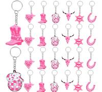 Serencatcher Disco cowboy girl Party favori, 24pcs Rose cowboy girl anniversaire Bachelor girl Party favori 6 bottes porte - clés tête de mouton fer à cheval hijab tête hexagonale western cowboy girl