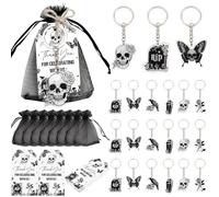 Serencatcher Lot de 72 sacs en organza pour fête sur le thème gothique, porte-clés, étiquettes de remerciement, sacs en organza pour la mort à mes années 20 30, anniversaire, mariage, enterrement de