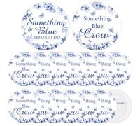 Serencatcher Something Blue Before I Do Lot de 16 badges décoratifs pour enterrement de vie de jeune fille Motif « Something Blue Before I Do » et « Something Blue Before I Do » pour enterrement de