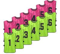 SerendipitousWhisper 12 Pièces Gilets d’entraînement Sport,Chasubles pour Enfants,Juniors et Adultes,Maillots de Football,Chemises de Foot,Dossard Hommes et Femmes,Variété de Tailles et Couleurs