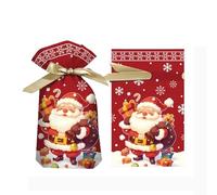 SerendipitousWhisper 50pcsPetit Sac Cadeau Noel,Sacs Cadeaux de Noël à Cordon Coulissant,Sachet Bonbon Noël,Père Noël,Réutilisable,Sacs à Bonbons et d'emballage pour Fournitures de Fête